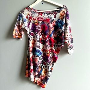FREE 🆓 with Any Two Purchases -  Colorful Sloped Shoulder Top, size XS